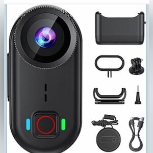 Black Action Camera with Accessories
